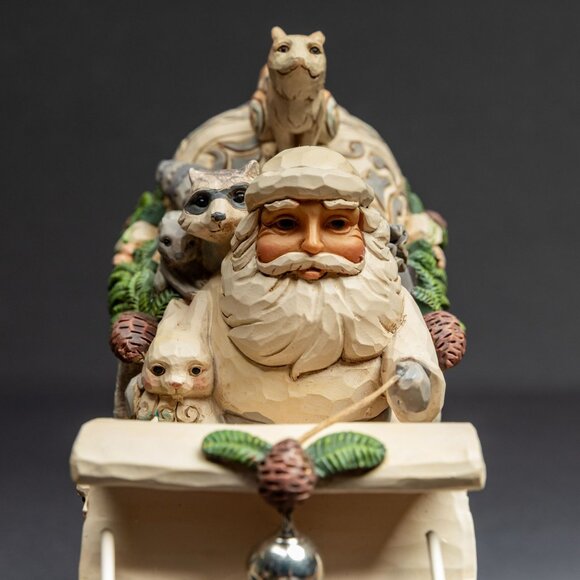 Jim Shore White Woodland Santa Sleigh Figurine – With Box – Large - Picture 3 of 8